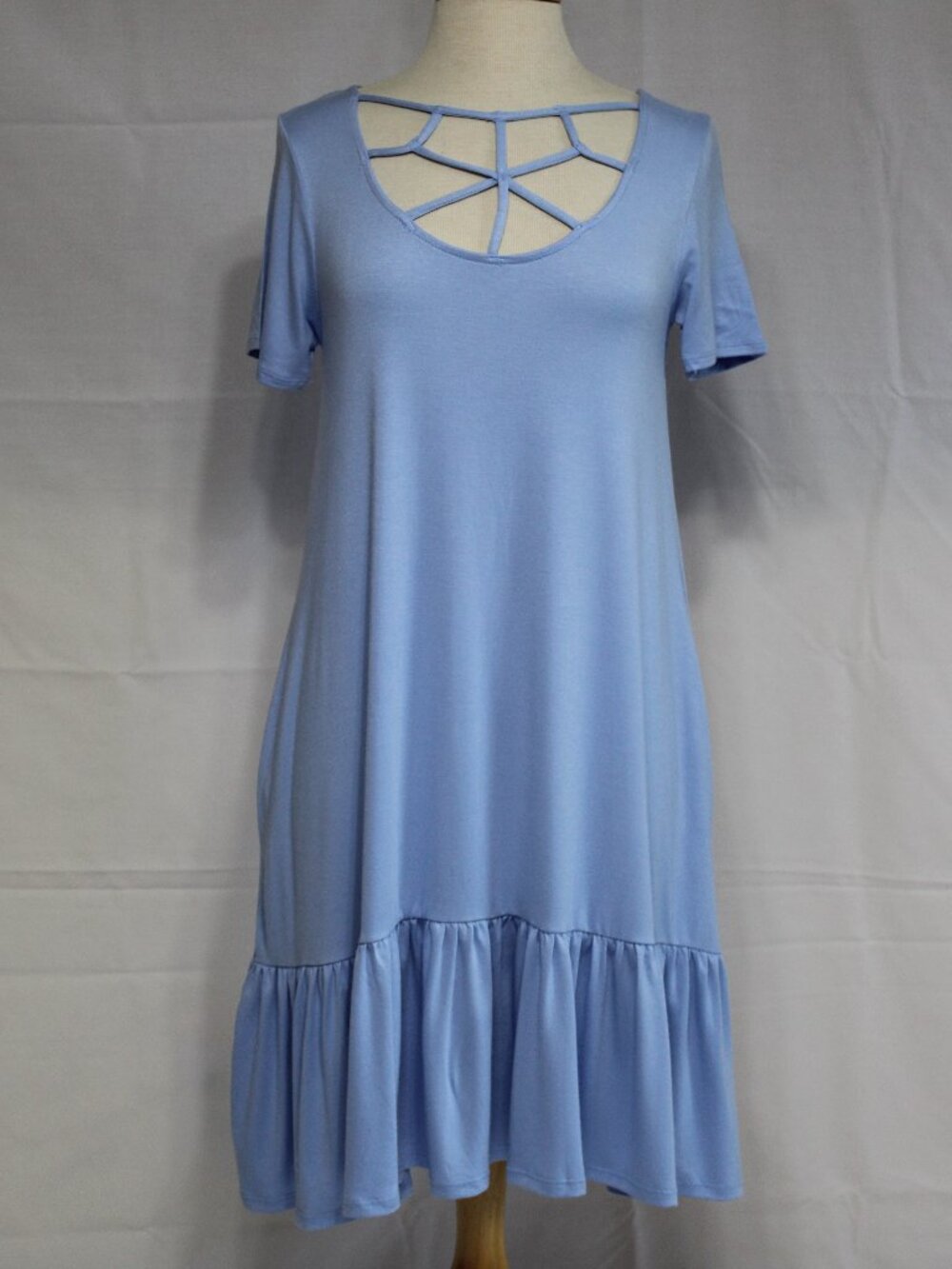 Zenana #7041 Stretch Casual Short Summer Dress-Sizes M to XL-PERIWINKLE BLUE-NEW